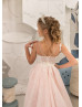 Beaded Lace High Low Flower Girl Dress With Train